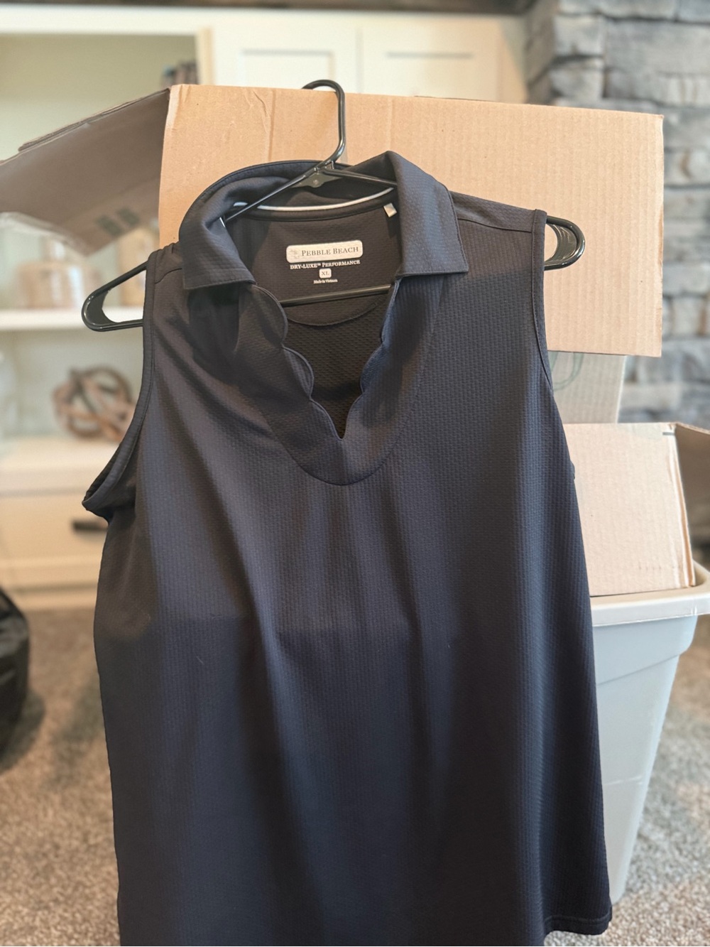 Pebble Beach Women's Sleeveless Polo Tank Top - Black/dark grey